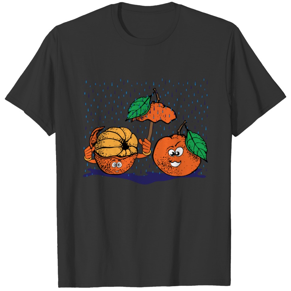 Orange peel as umbrella Funny orange T-shirt