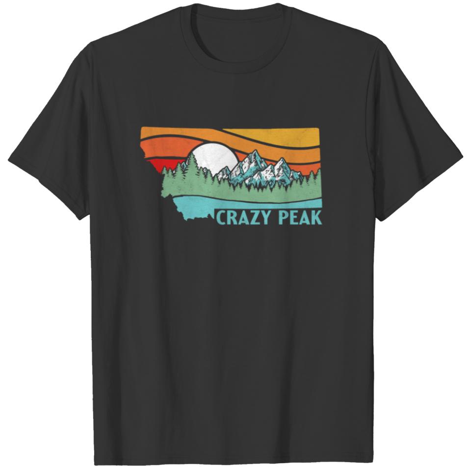 Crazy Peak Montana Outdoors Retro Mountains T-shirt