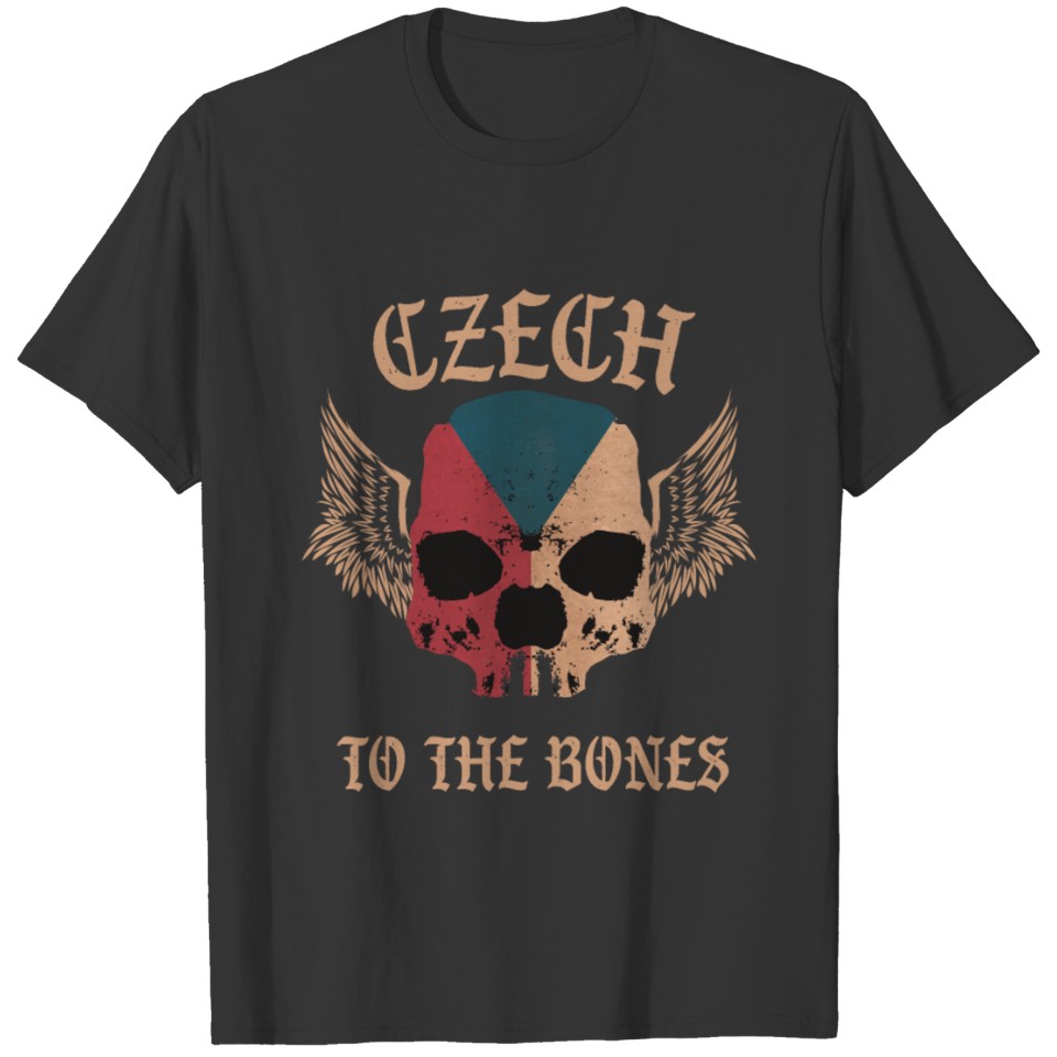 czech to the bones czechia shirt gift idea skull T-shirt