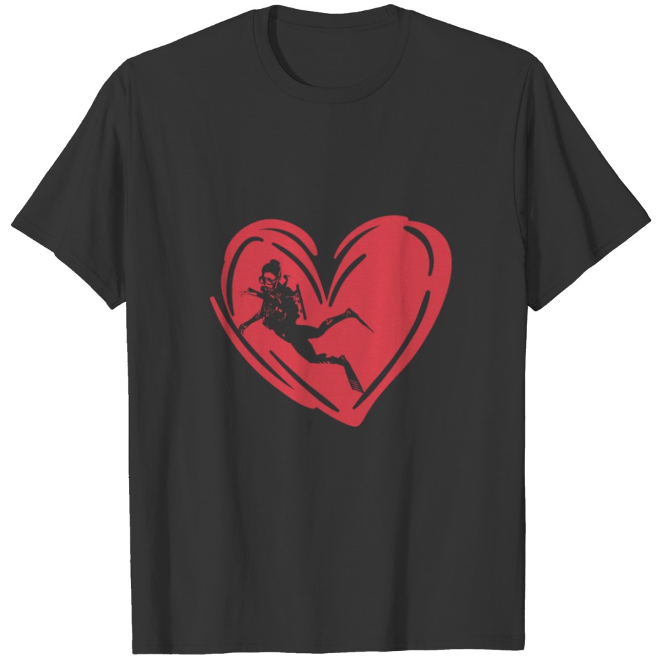 Diver Red heart Diving Design Cool Gift Idea T-shirt