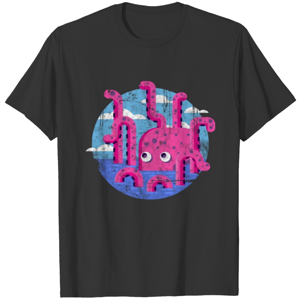 Funny Kraken reaching out of the Ocean T-shirt