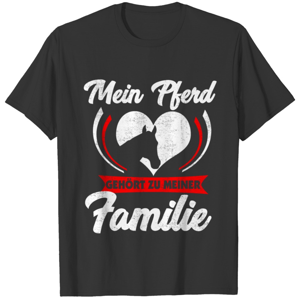 Horse Family Love Heart German Statement Gift T Shirts