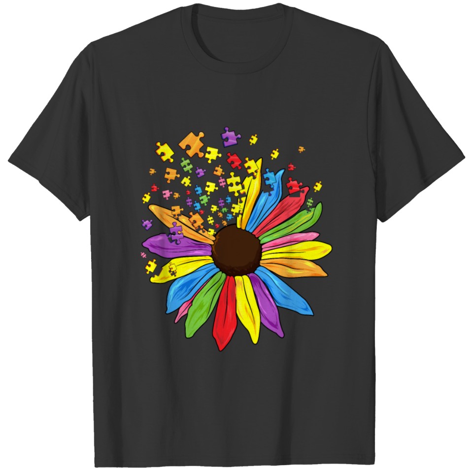 Autism Sunflower gift statement autistic Family T-shirt