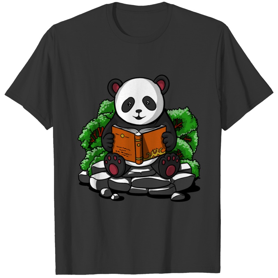Panda Bear Book Reading Lover Cute Animal T-shirt