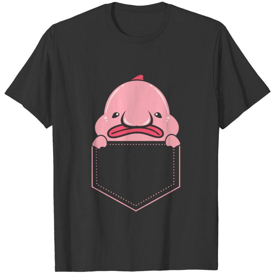 Blobfish Grumpy Pink Fish Introvert Bad Mood Smile T-shirt
