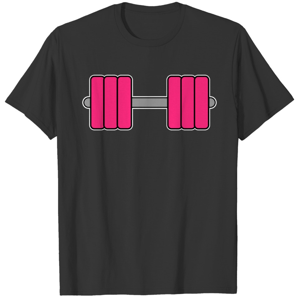 Fitness Symbol Dumbbell Pink T-shirt