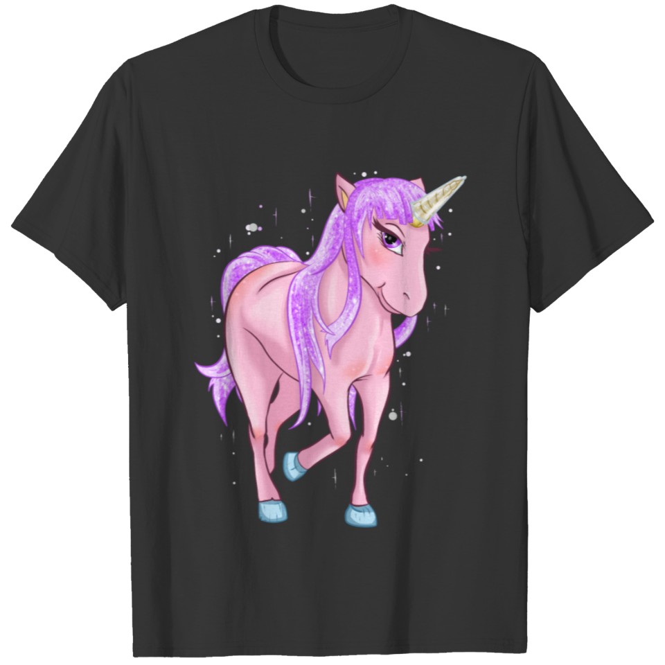 Cute Pink Unicorn Glitter Laughs Kawaii Gift Idea T Shirts