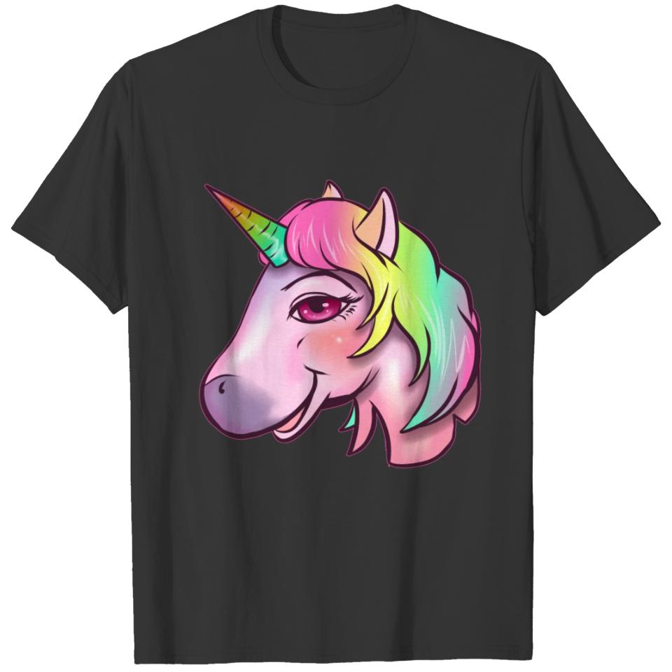 Pink Unicorn With Rainbow Horn And Mane Gift Idea T-shirt