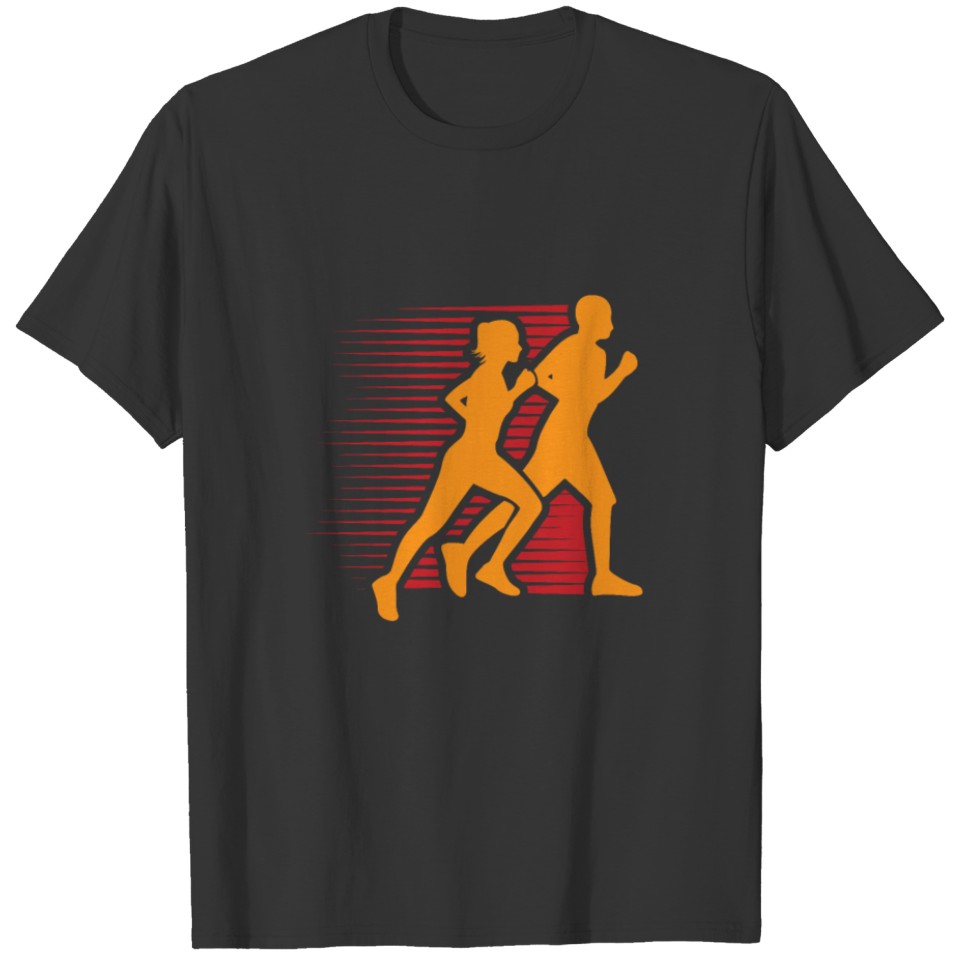 Running Design Man and Woman Image Cool Gift Idea T-shirt