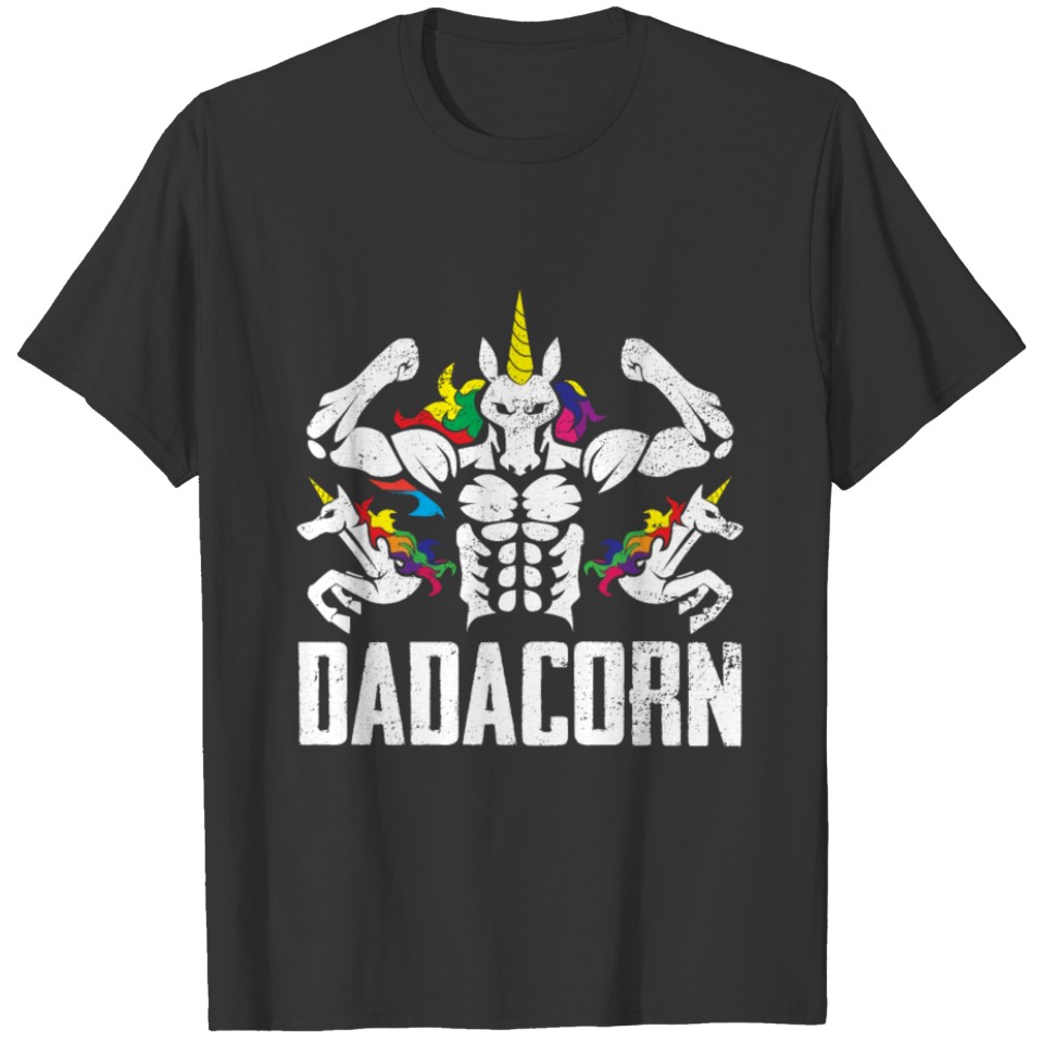 Dadacorn Muscle Unicorn Dad Baby Fathers Day Gift T Shirts