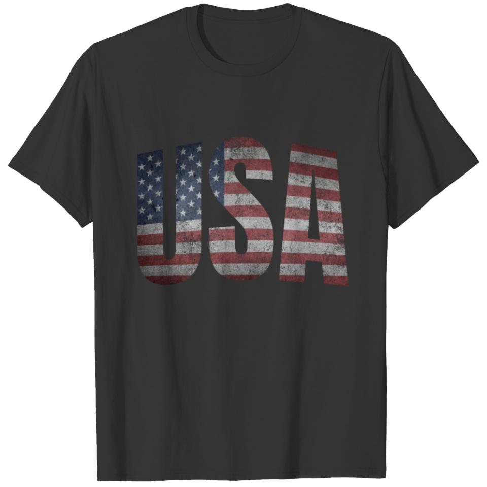 Distressed USA Flag US 4th of July Gift American T-shirt