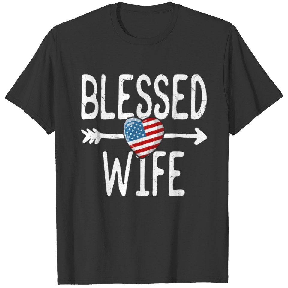 Blessed Wife TShirt Women American Flag USA 4th T-shirt