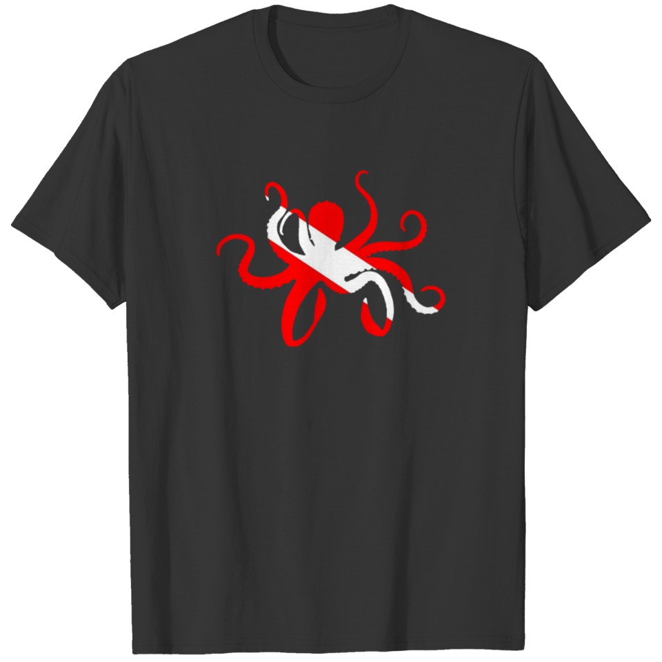 Octopus Scuba Diver Down Flag T-shirt