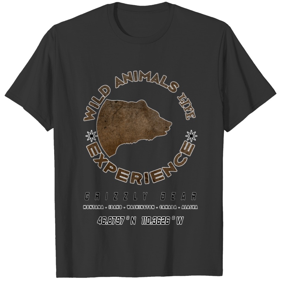 Wild Animals Label 1 - Grunge Style Grizzly Bear T-shirt