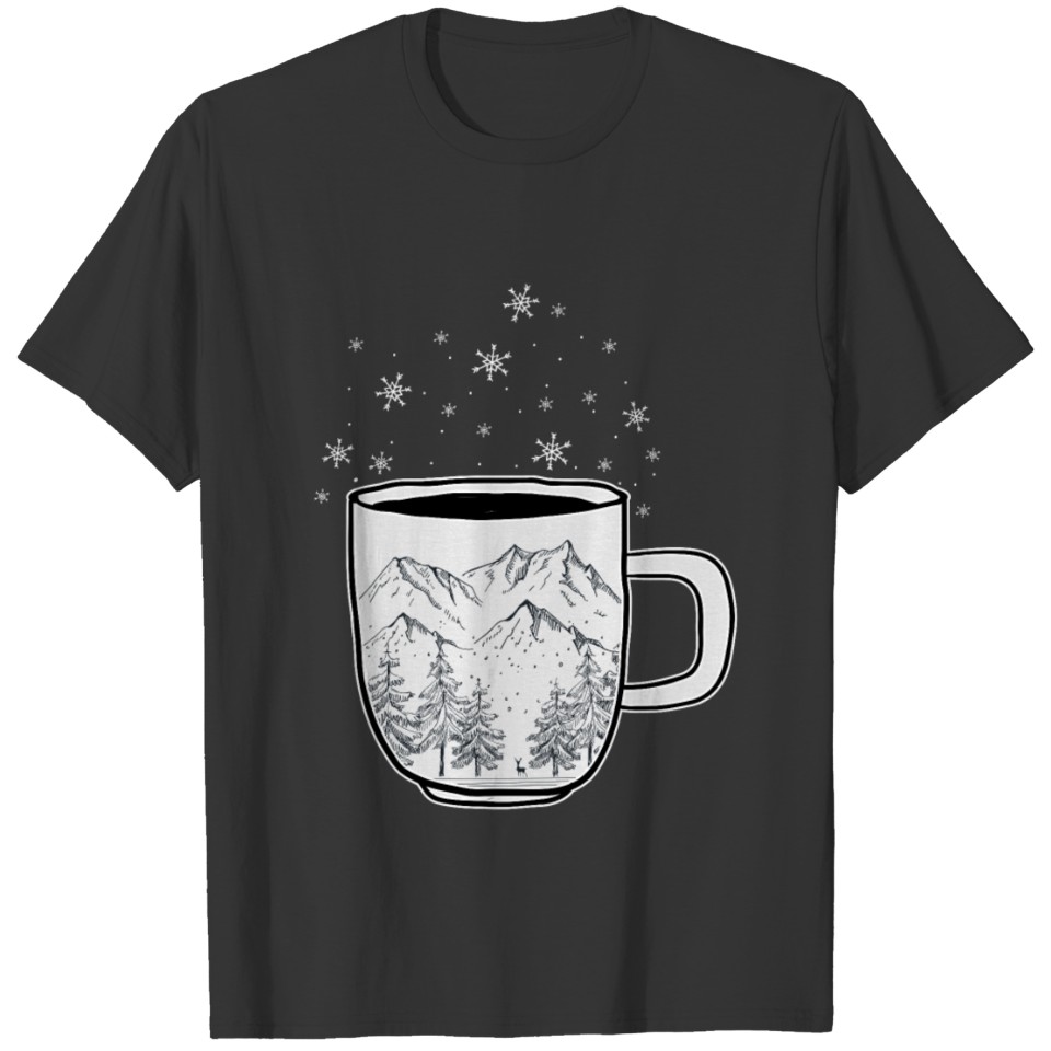 Wintertime Mug with snow mountains T-shirt