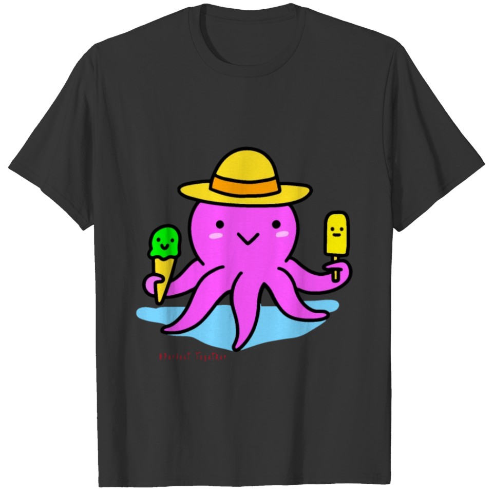 Octopus with ice cream T-shirt