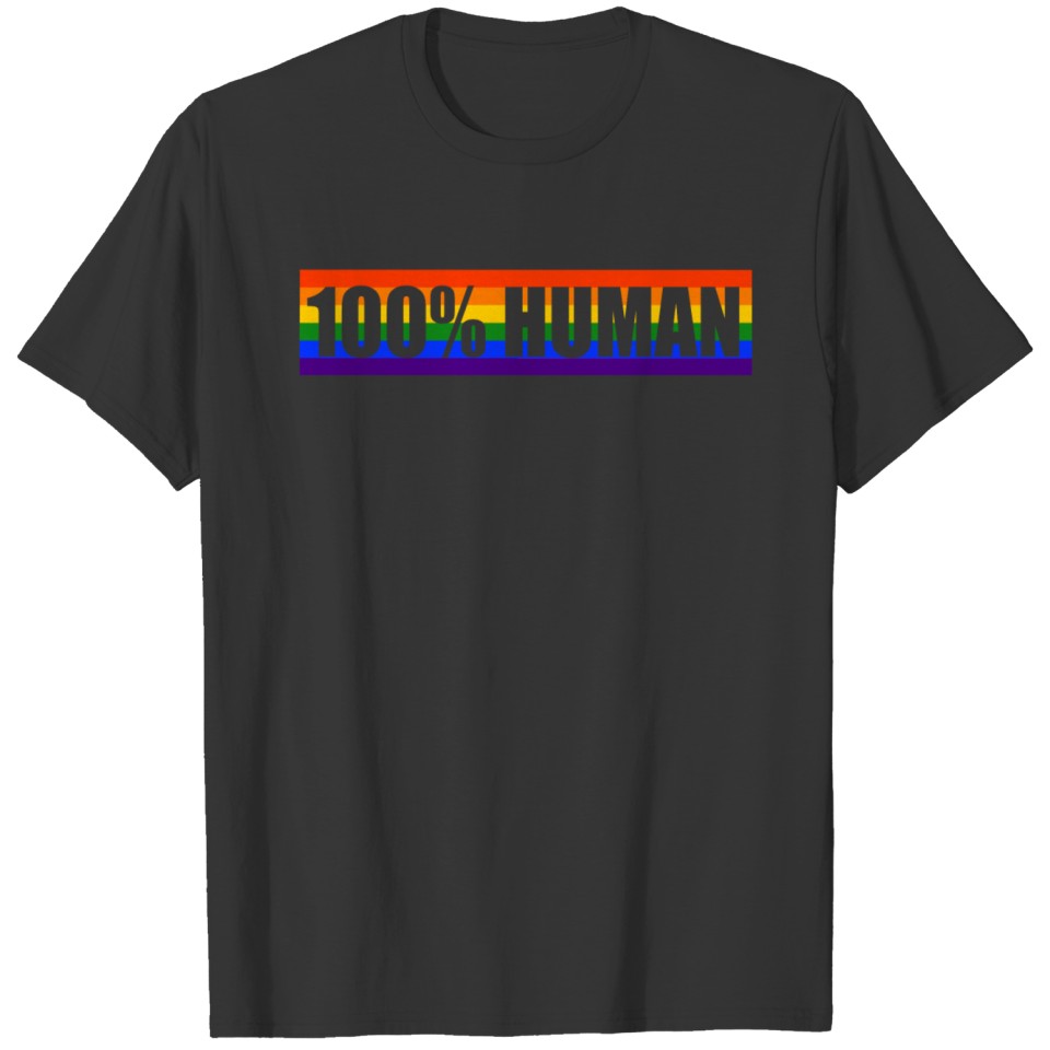 100% Human LGBT Gay Pride CSD Rainbow T-shirt