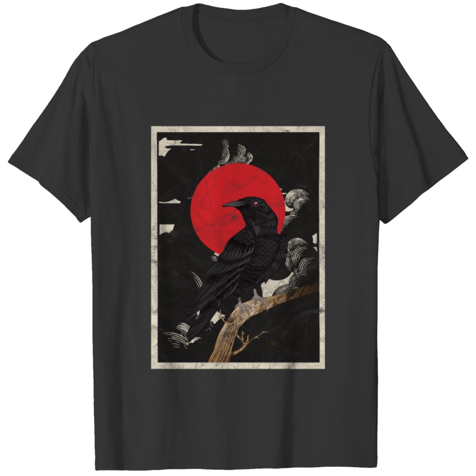 Red Moon Raven Graphic T Shirts
