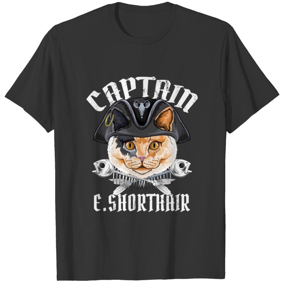 Captain European Shorthair Gift Cat Pirate Party T-shirt