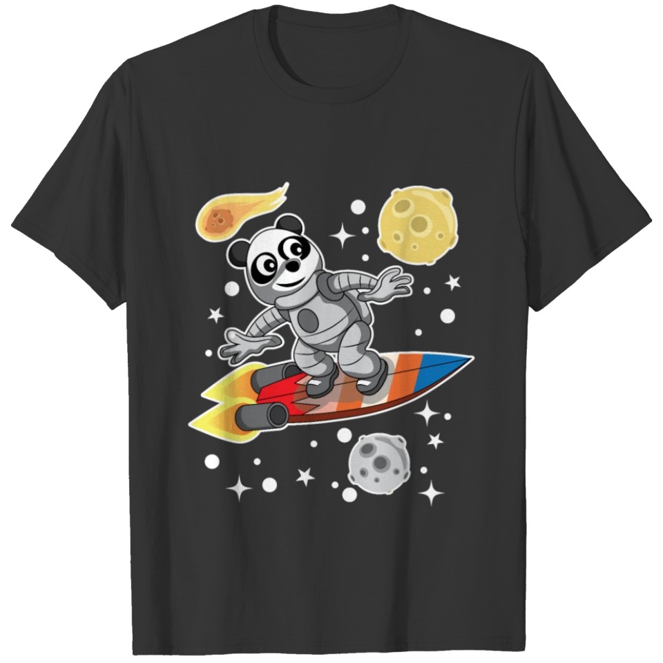 Space Surfing Panda T-shirt