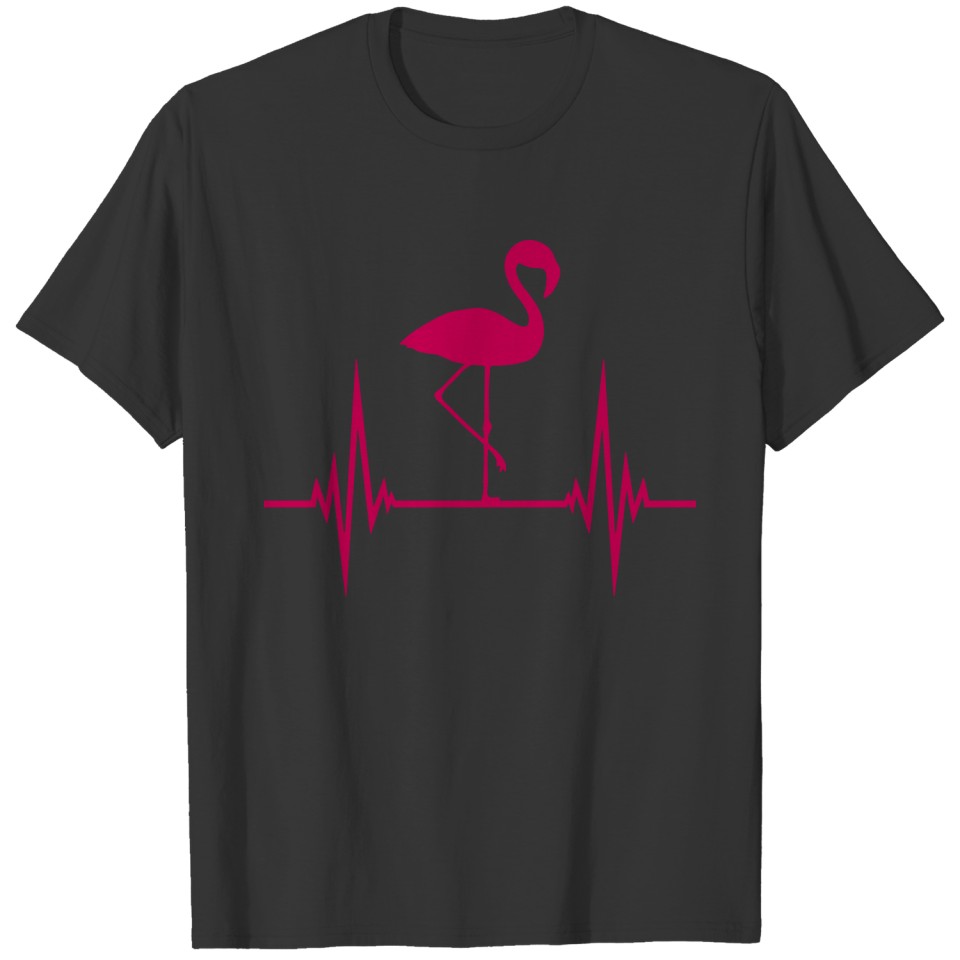 pink flamingo pulse heartbeat frequency bird pink T Shirts