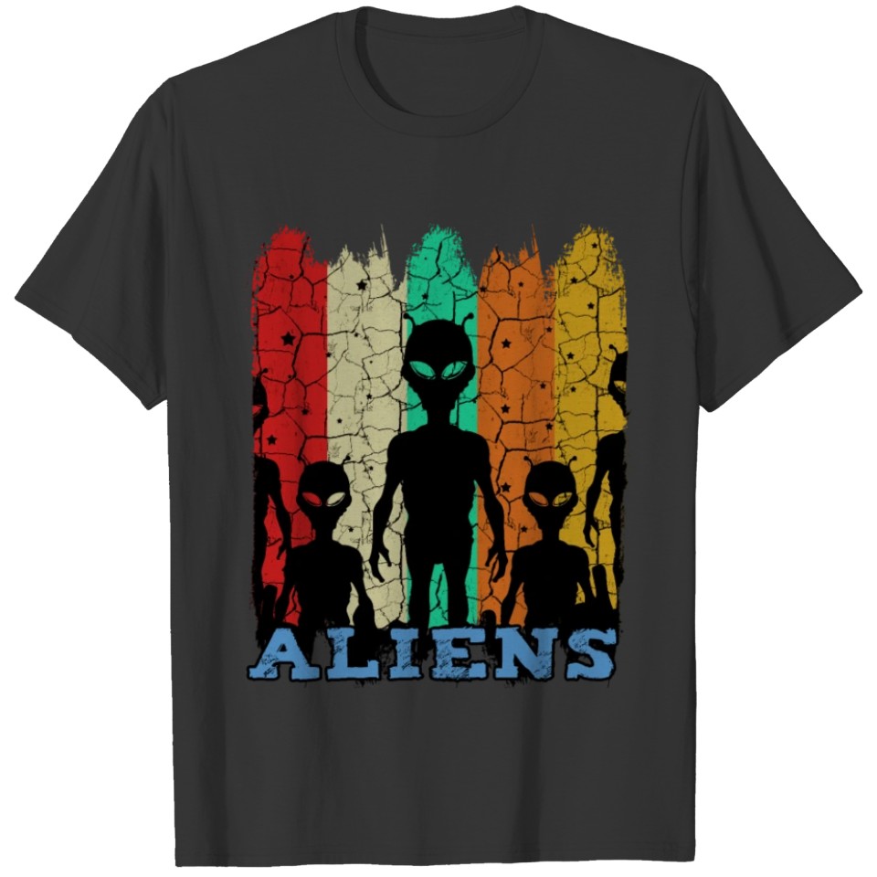 Retro Style Vintage Aliens Silhouette 70s Space T-shirt