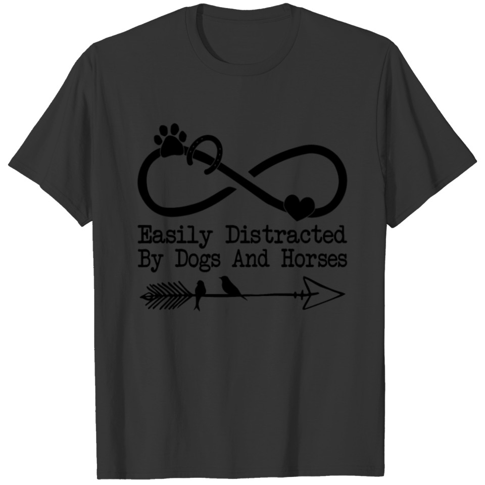 Easily Distracted By Dogs And Horse Tshirt T-shirt
