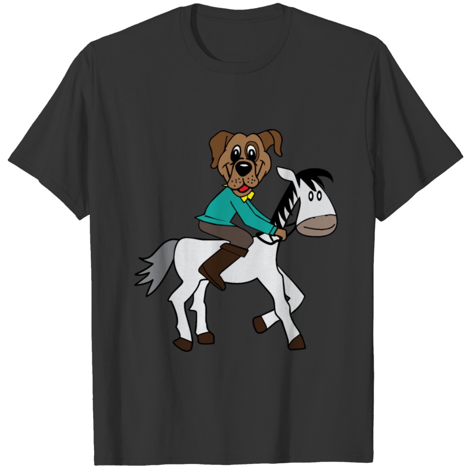 Dog rides horse Jockey T-shirt