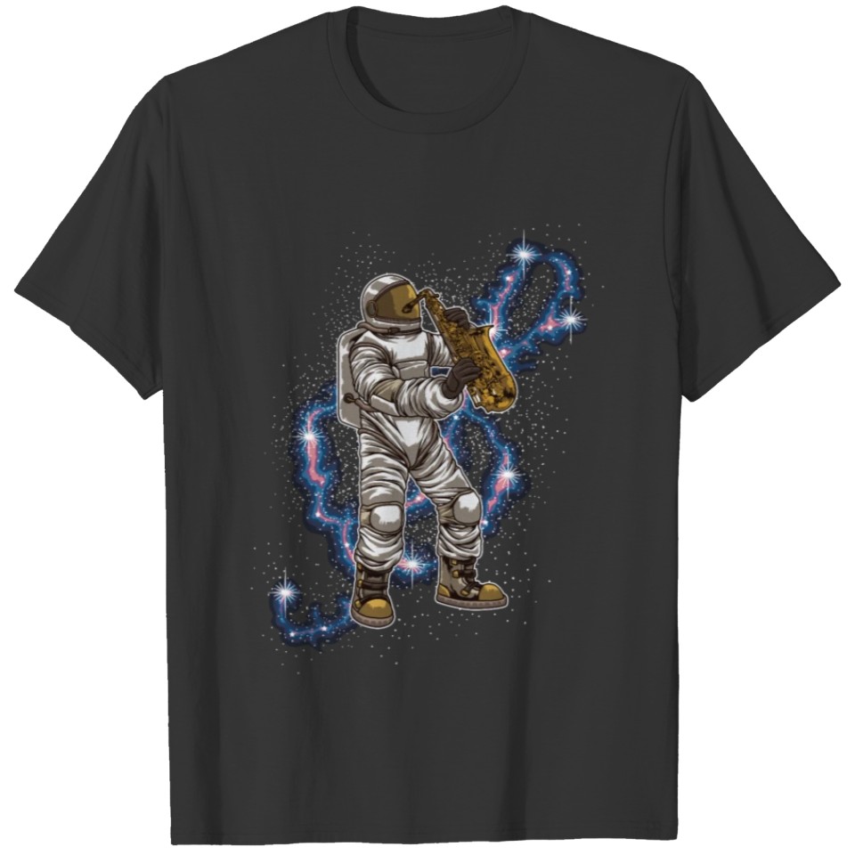 Astronaut Plays Saxophone | Galactic Musician T-shirt