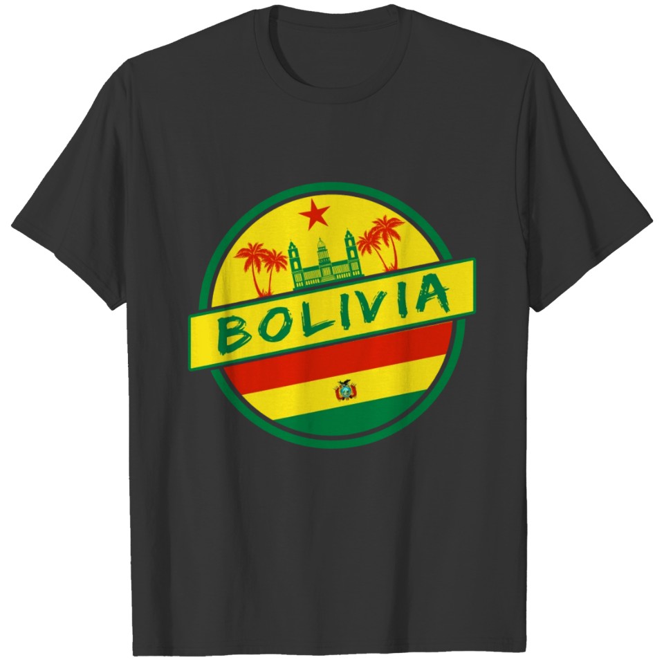 Bolivia Design with Flag and Palms / Gift T-shirt