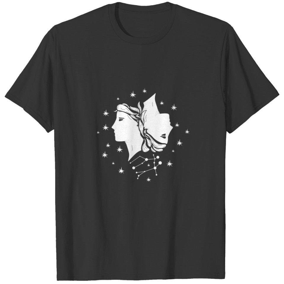 Gemini Zodiac Sign Astrology Universe Design T-shirt