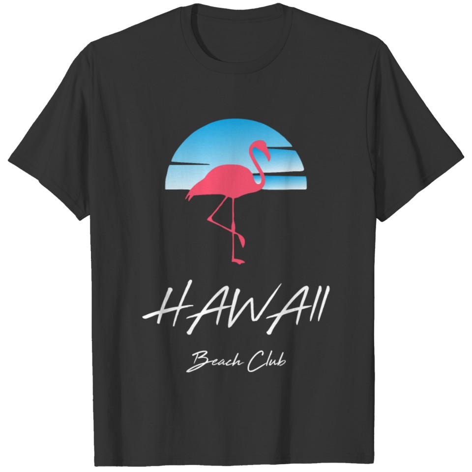 Pink Flamingo - Hawaii Beach Club White T-shirt