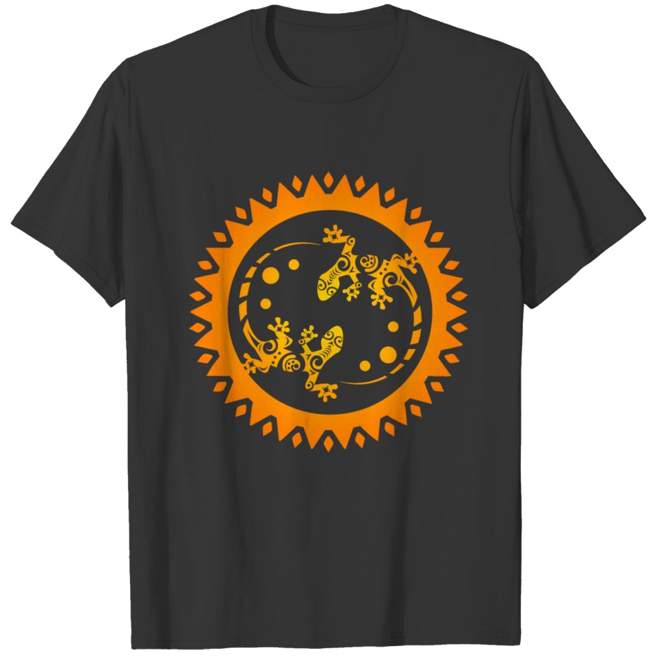 Maori Couple Lizards in Sun Orange - Gift Idea T Shirts
