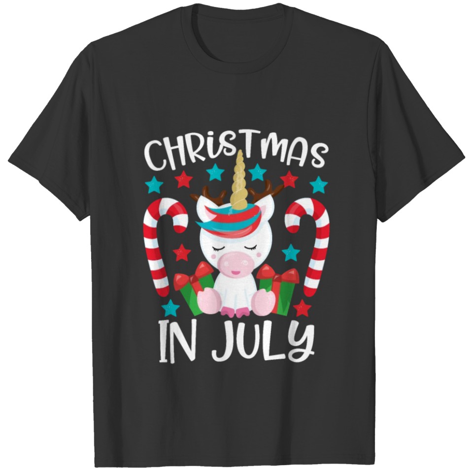 Christmas In July Funny Unicorn Humor Gift T-shirt