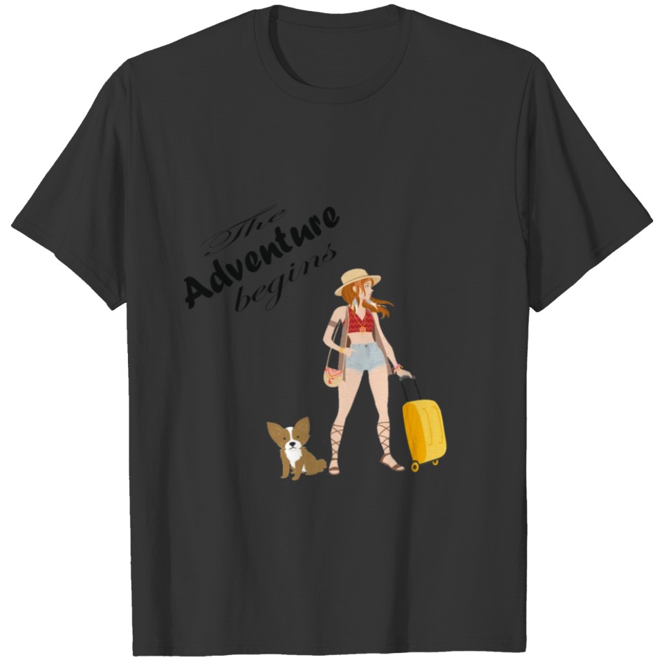 The Adventure Begins travel holiday T-shirt