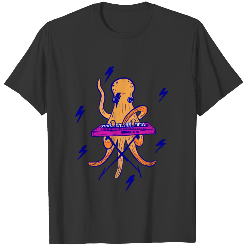Octopus Keyboard Squid Tentacle Music Rock n Roll T-shirt