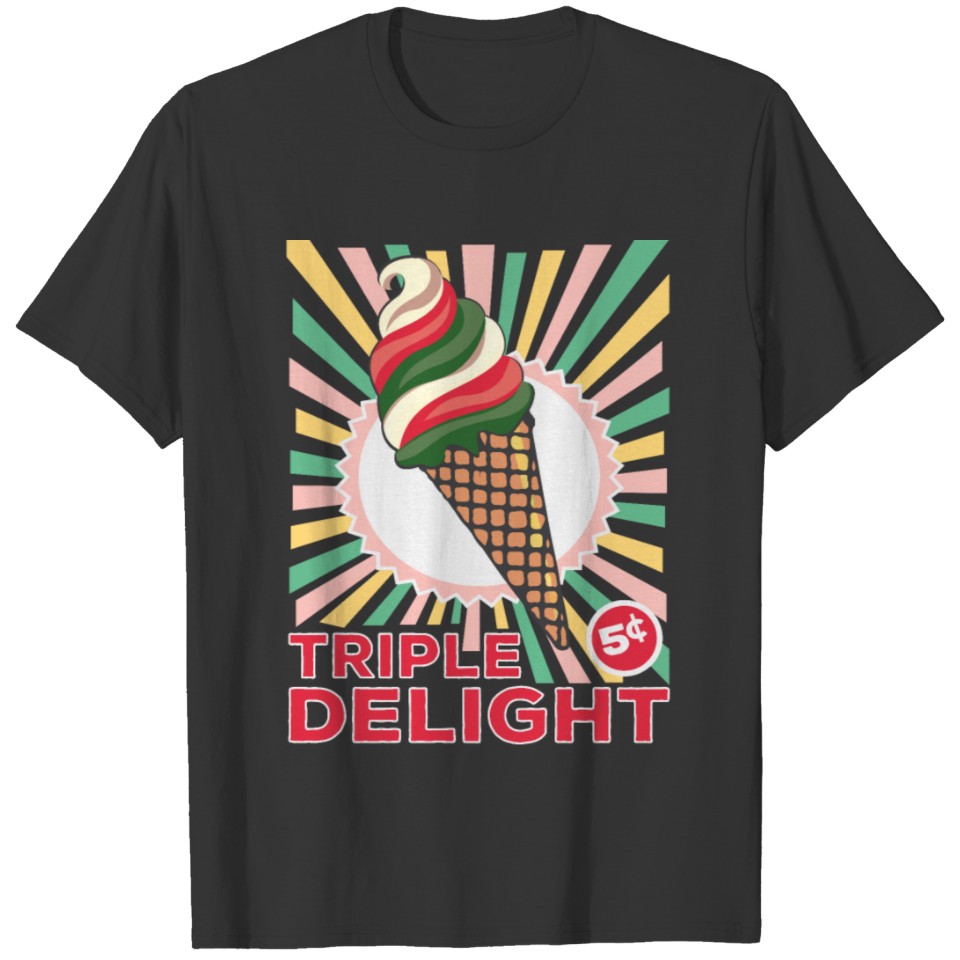 TRIPLE DELIGH - VINTAGE ICE CREAM DESGN 1950 / 50s T Shirts