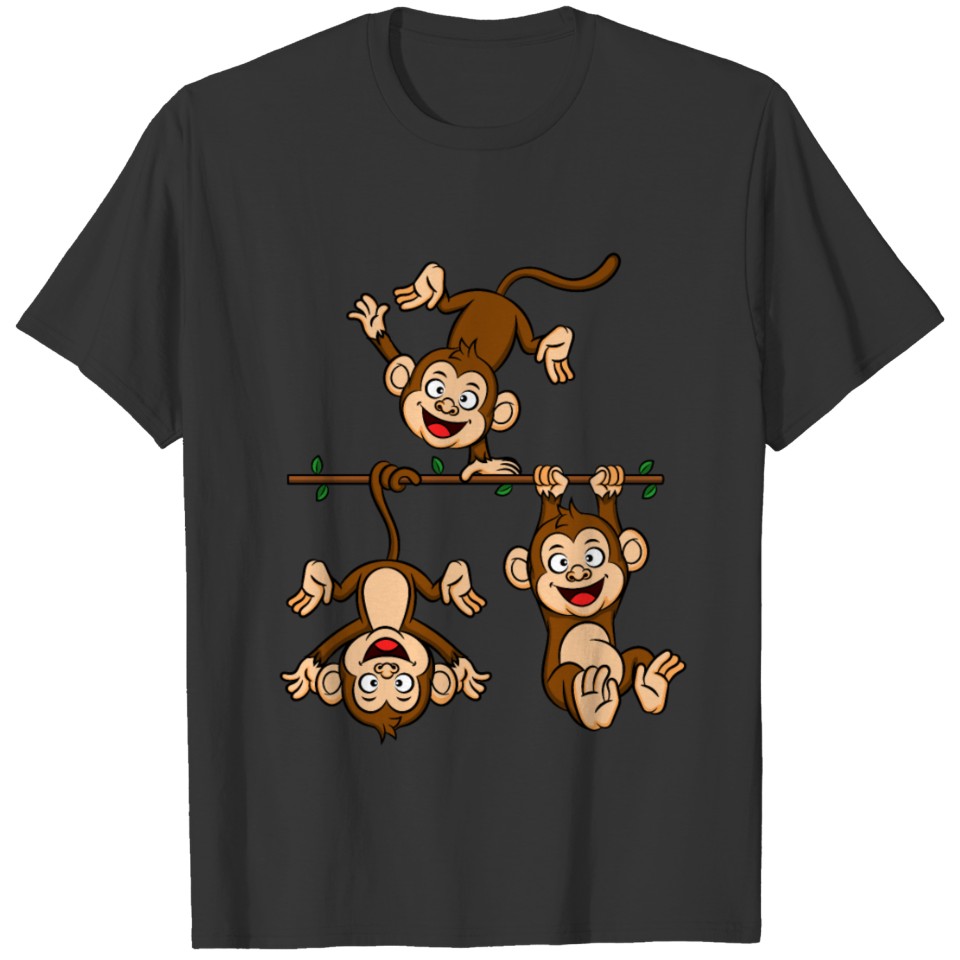 Funny monkey trio gymnastics on branch gang of ape T Shirts