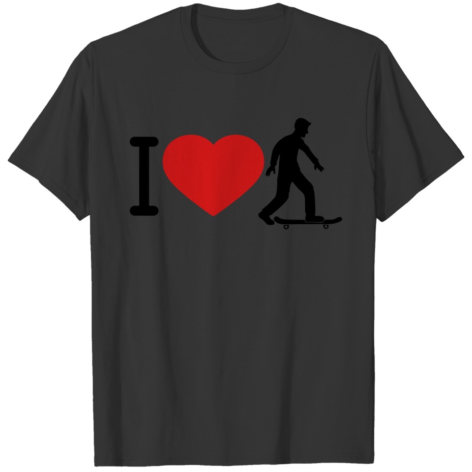 heart i love love silhouette skate design cool tex T-shirt