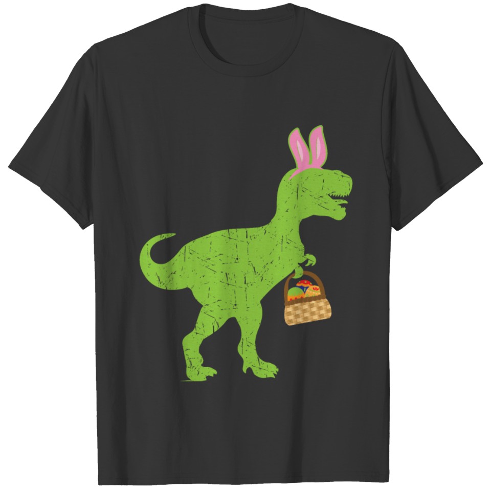 Cute Tyrannosaurus Easter Egg Hunting Dinosaur T Shirts