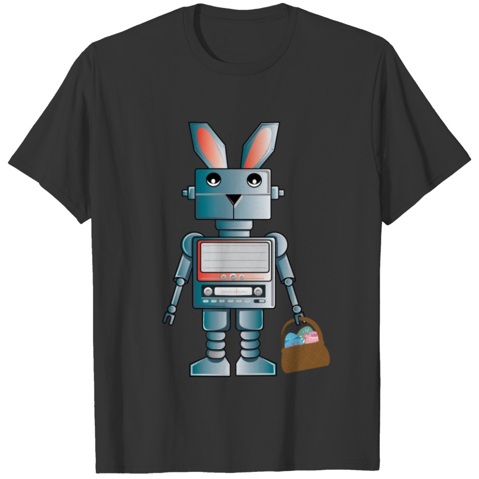 Cute Robot Easter Bunny Eggs graphic T Shirts