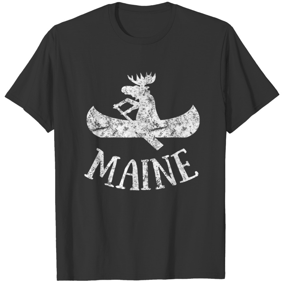 Maine Funny Moose Canoe Vacation T Shirts