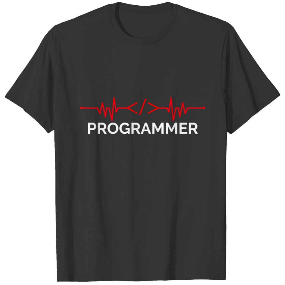 Programming funny heart beat code t-shirt T-shirt