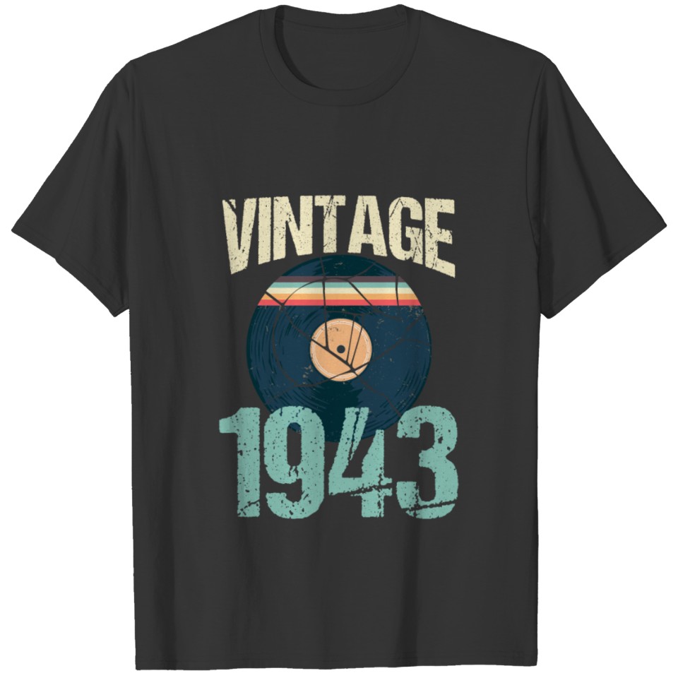 Retro Vintage 1943 77 th Birthday Record Vinyl T Shirts
