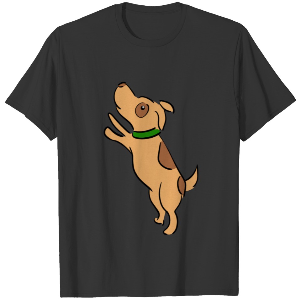 little jumping brow dog cartoon T-shirt
