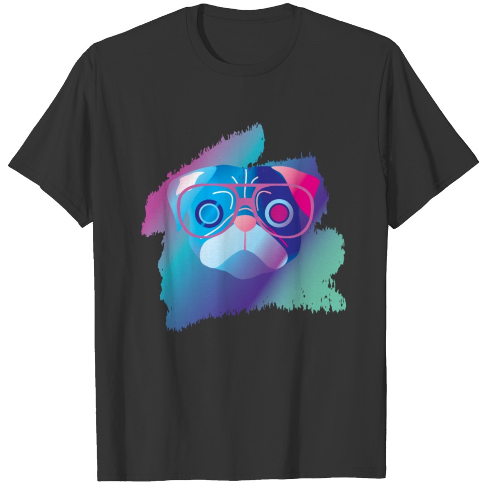 pug psychadelic sunglasses petlover T-shirt