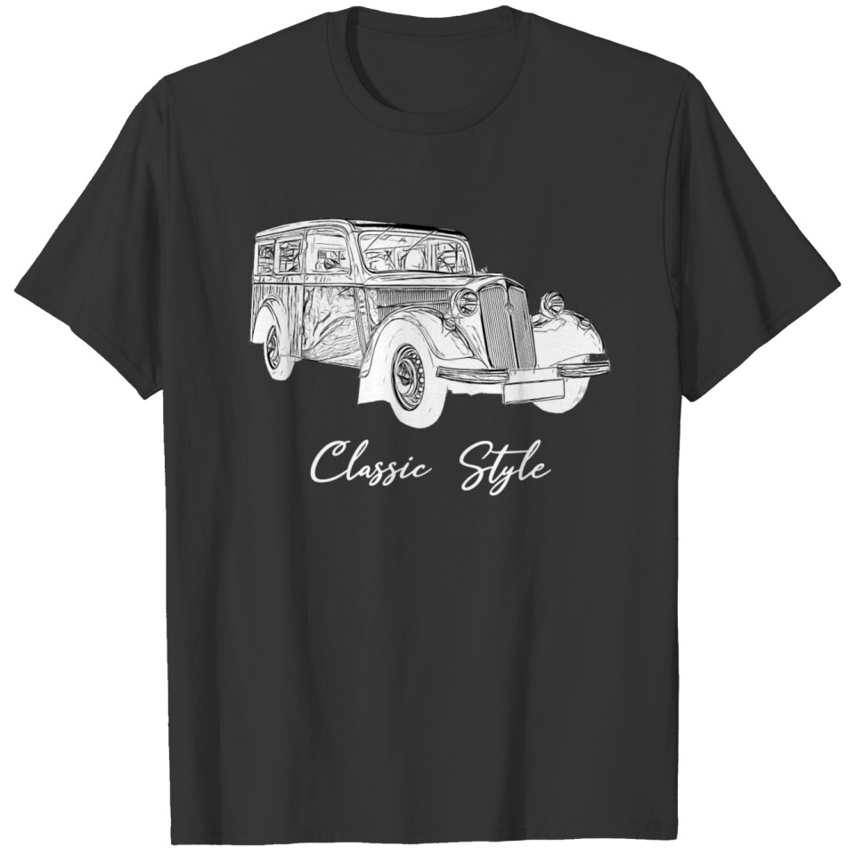 Vintage Car - "Classic Style" white T-shirt
