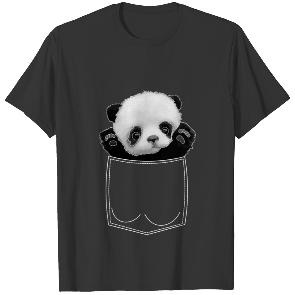 Panda Baby in Chest Pocket T Shirts Pocket