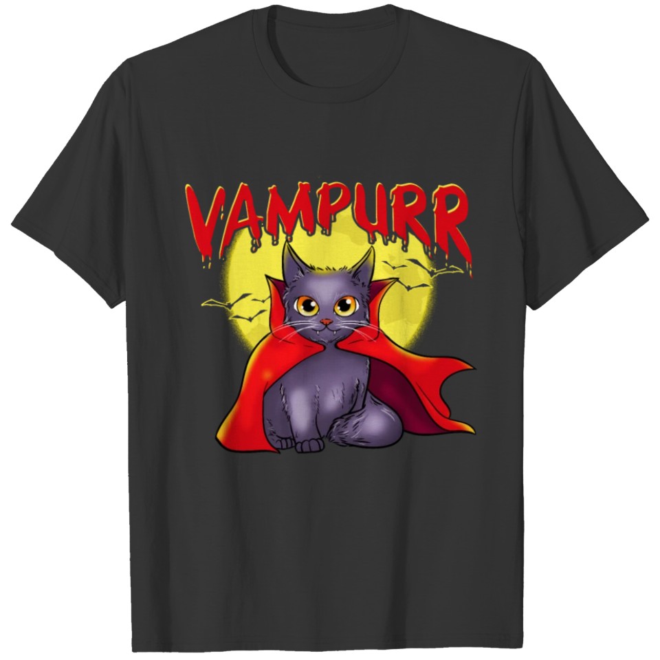Vampire Black Cat Halloween Costume Vampurr Gift T-shirt