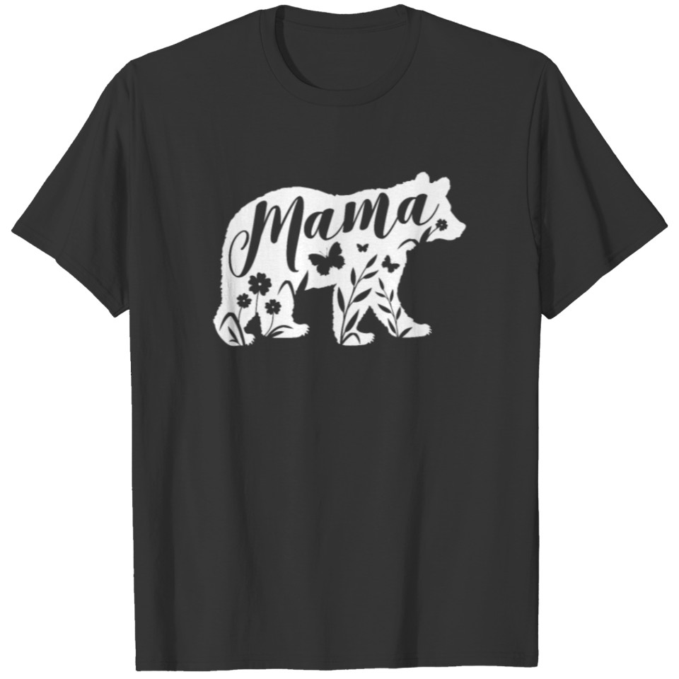 Mama Bear Floral Mama Bear Charcoal Ink, Mom Mom T-shirt